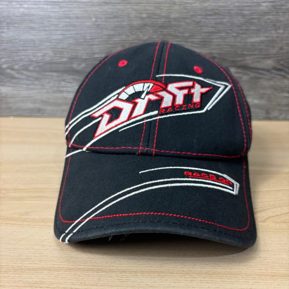 Drift Racing Hat Cap Strap Back‎ Black Red Race On Adjustable